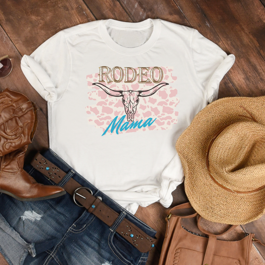 Rodeo Mama Graphic T-Shirt Cow and Skull Print Tee Unisex T-shirt, Sweatshirt, Hoodie, Long Sleeve Tee - T-Shirt, Sweatshirt, Hoodie