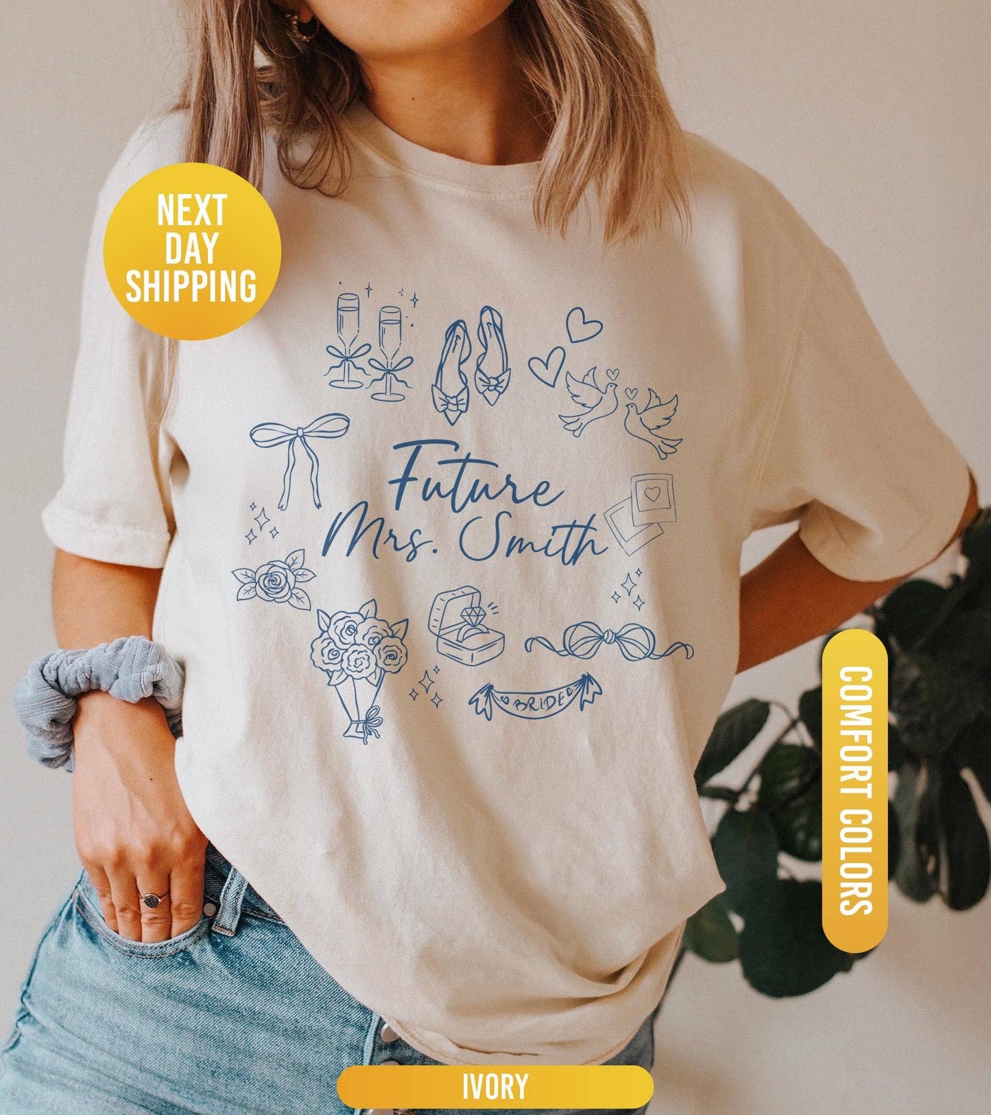 Personalized Future Mrs Custom Engagement Wifey Shirt Unisex T-shirt, Sweatshirt, Hoodie, Long Sleeve Tee - T-Shirt, Sweatshirt, Hoodie