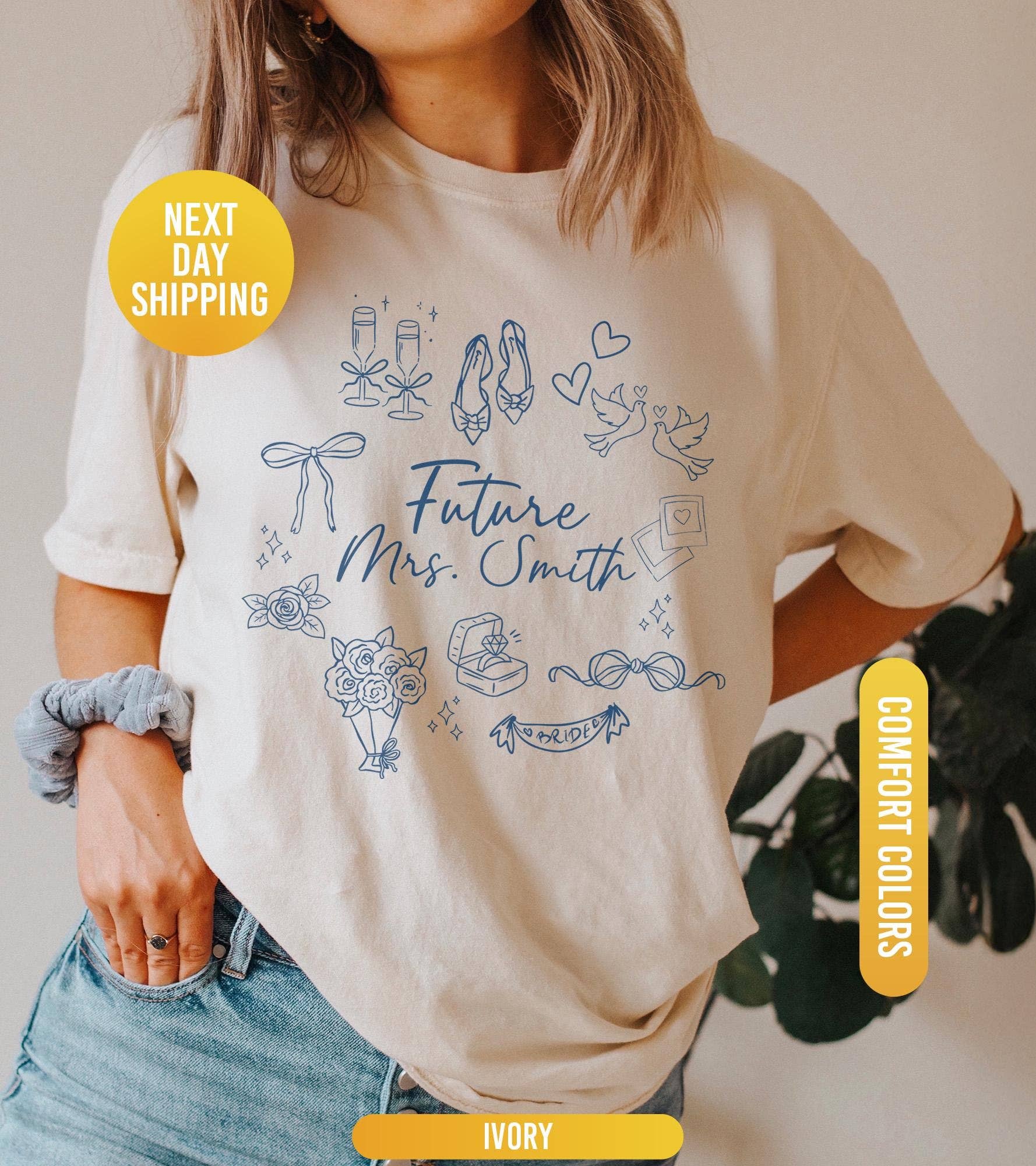 Personalized Future Mrs Custom Engagement Wifey Shirt Unisex T-shirt, Sweatshirt, Hoodie, Long Sleeve Tee - T-Shirt, Sweatshirt, Hoodie