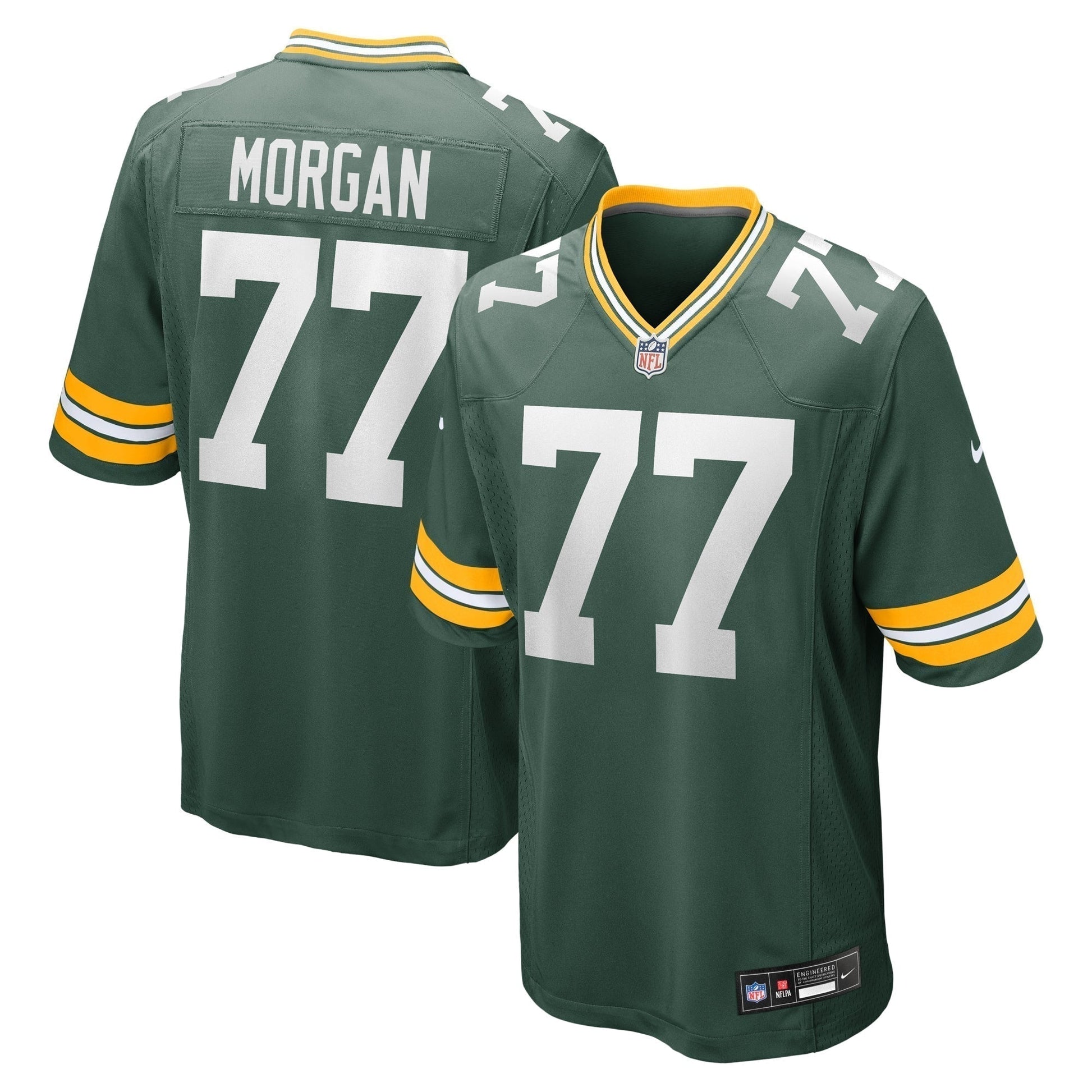 Jordan Morgan Green Bay Packers Game Jersey - Green football jersey product view 1