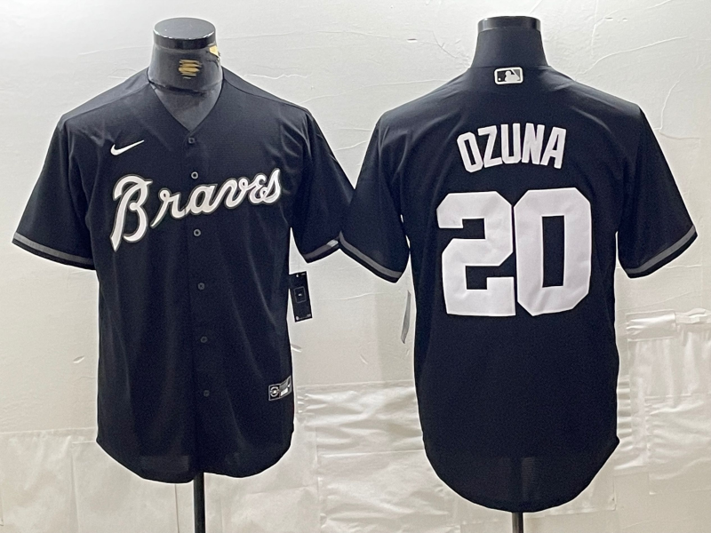 Men's Atlanta Braves Marcell Ozuna Black Limited Player Jersey baseball jersey product view 1