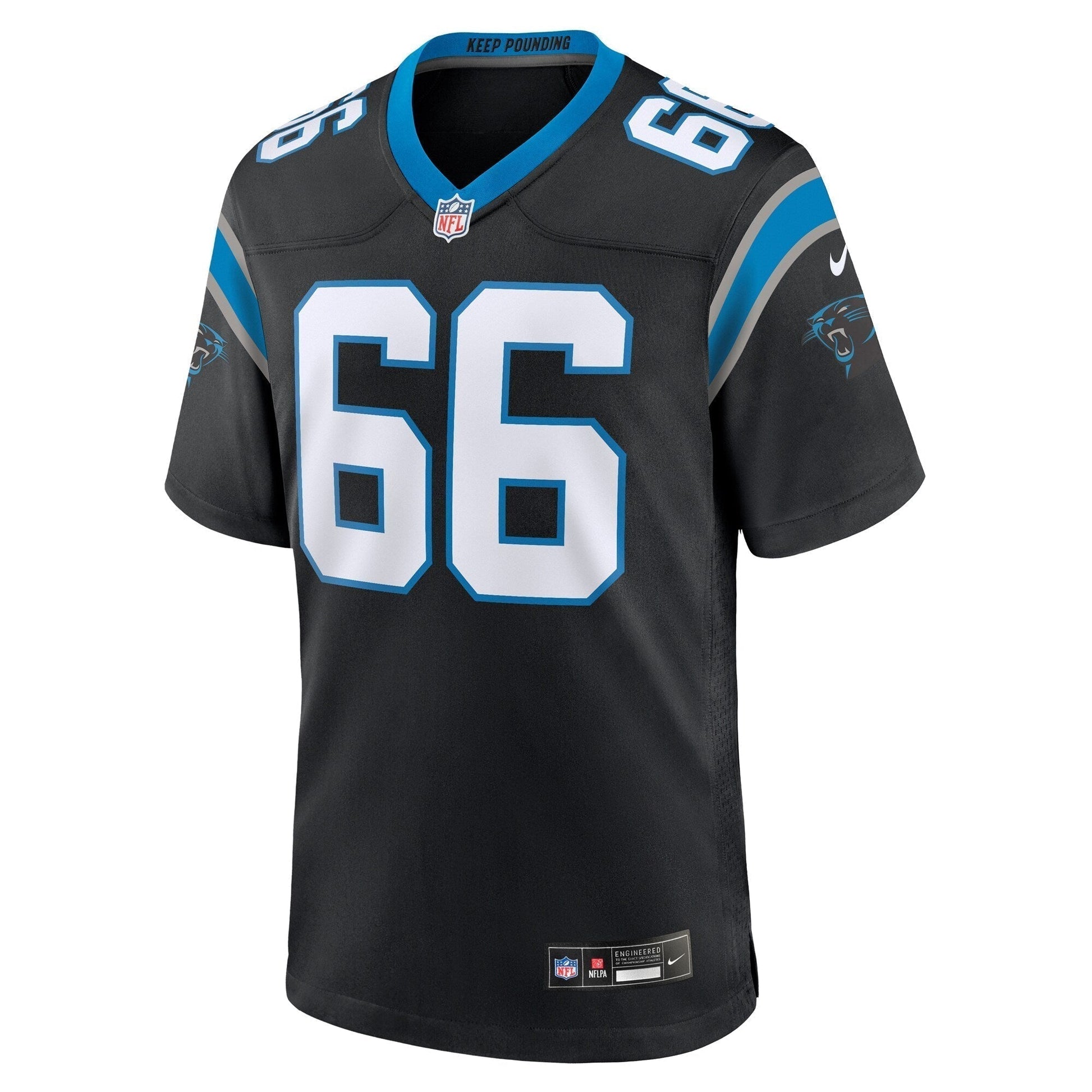 Nash Jensen Carolina Panthers Team Game Jersey - Black football jersey product view 2