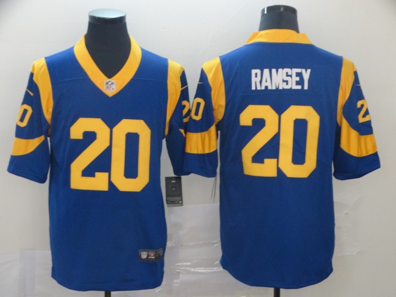 Men's Los Angeles Rams Jalen Ramsey #20 Blue Game Jersey1 football jersey product view 1