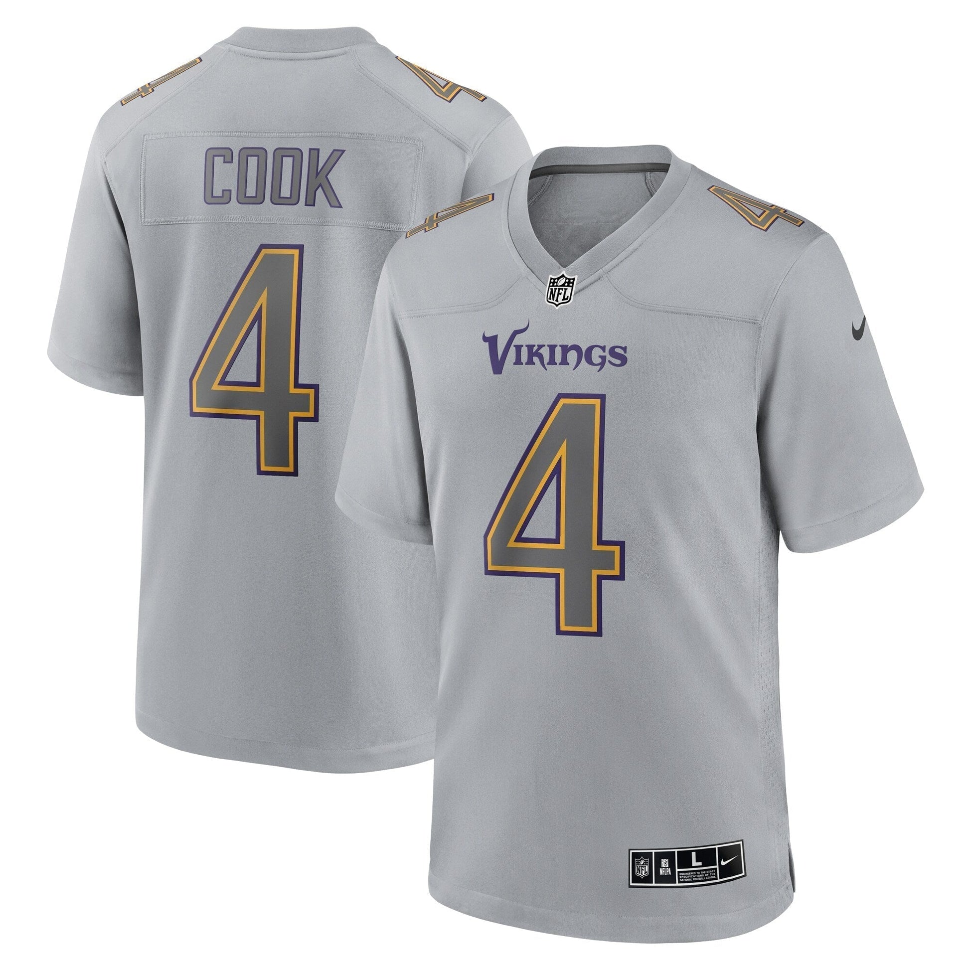 Dalvin Cook Minnesota Vikings Atmosphere Fashion Game Jersey - Gray football jersey product view 1