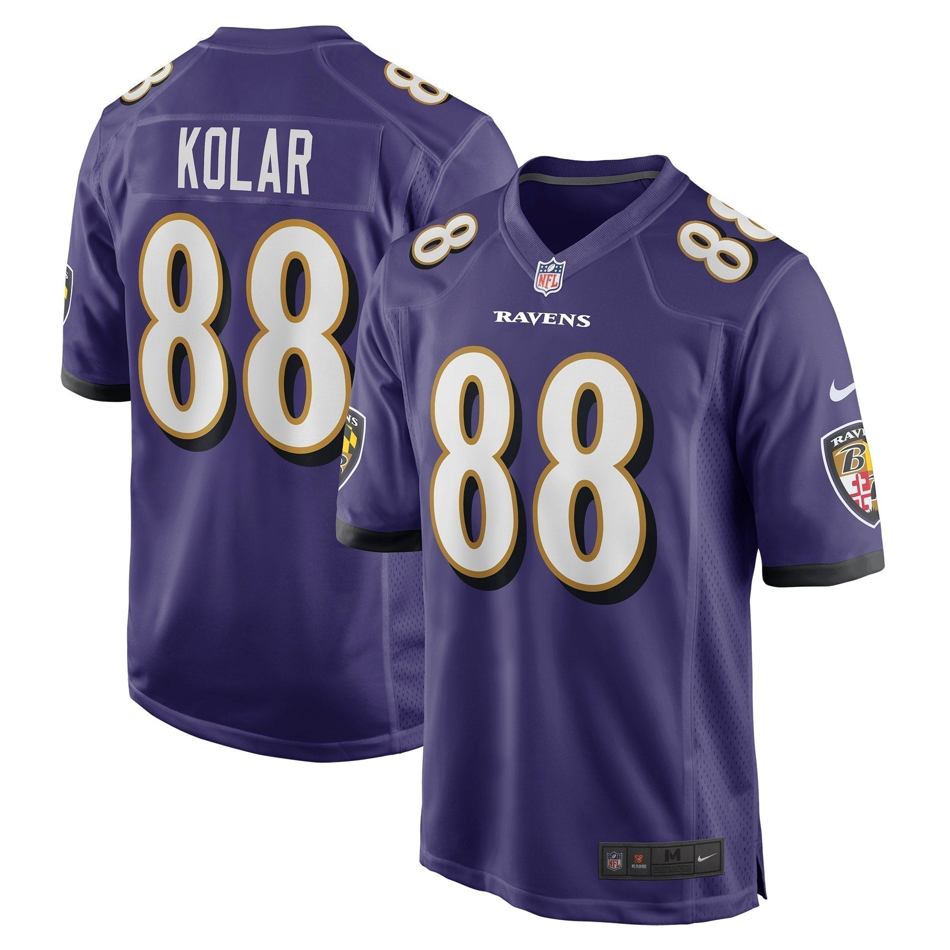 Charlie Kolar Baltimore Ravens Game Jersey - Purple football jersey product view 1