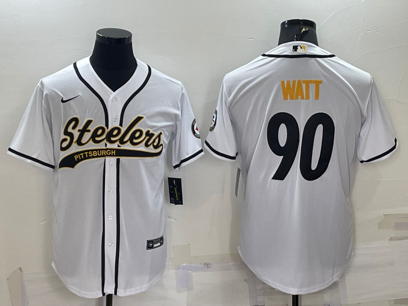 Men's Pittsburgh Steelers T.J. Watt White Game Jersey Joint edition football jersey product view 1