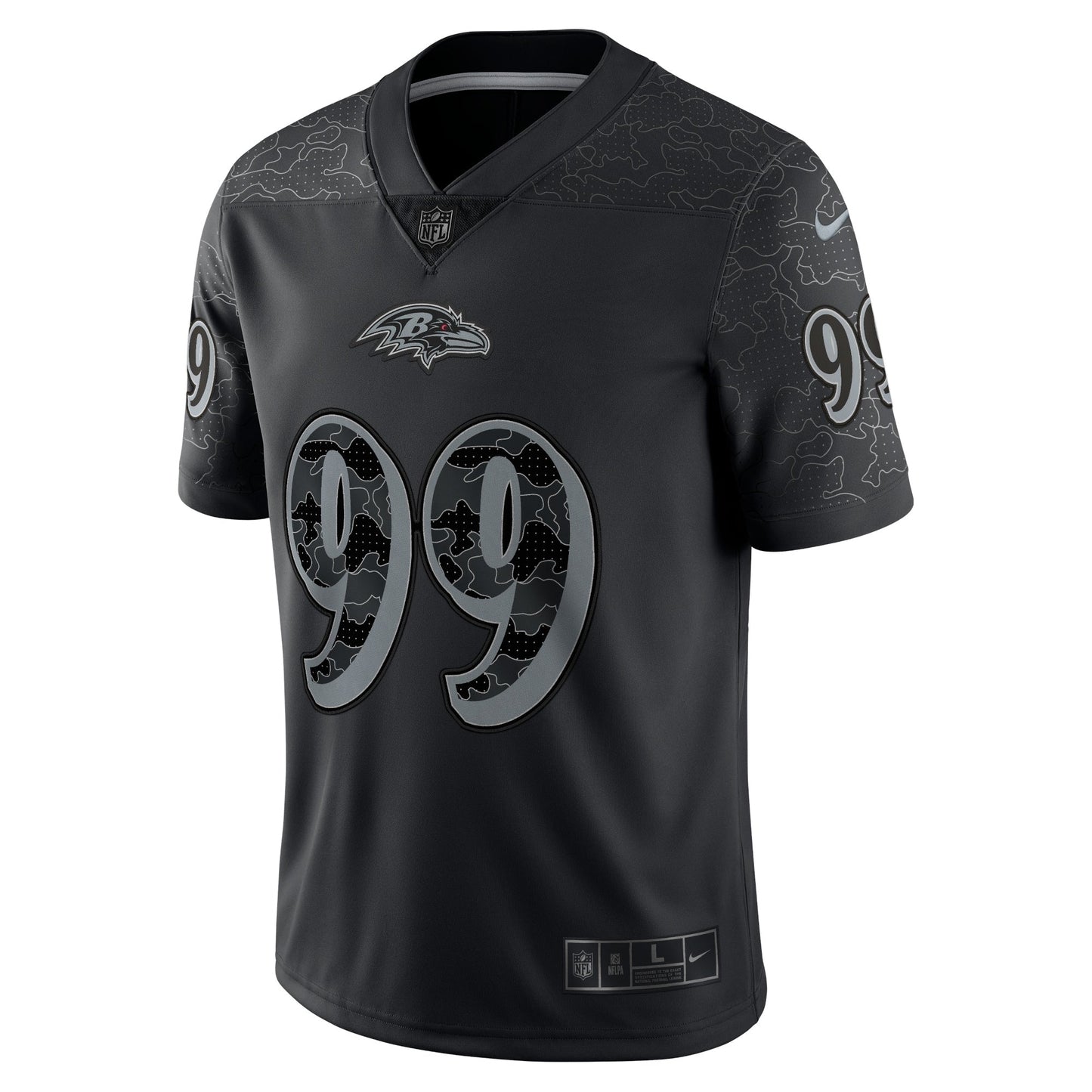 Odafe Oweh Baltimore Ravens RFLCTV Limited Jersey - Black football jersey product view 3