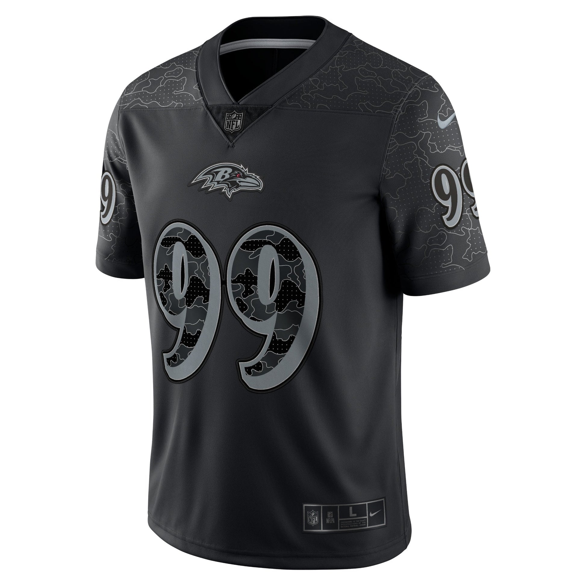 Odafe Oweh Baltimore Ravens RFLCTV Limited Jersey - Black football jersey product view 3