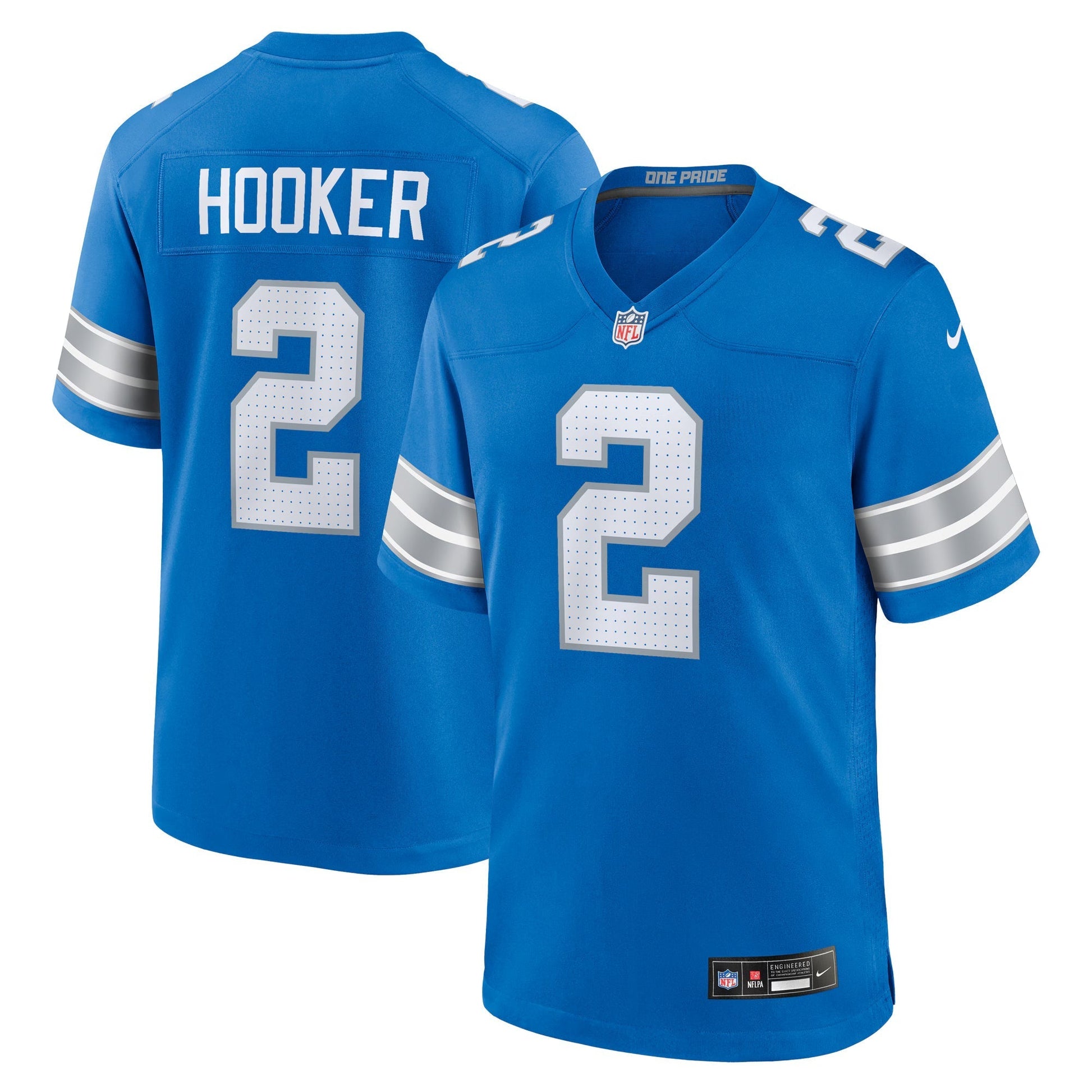Detroit Lions Hendon Hooker Blue Team Game Jersey football jersey product view 1