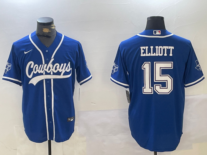 Men's Dallas Cowboys Ezekiel Elliott Royal Game Jersey football jersey product view 1