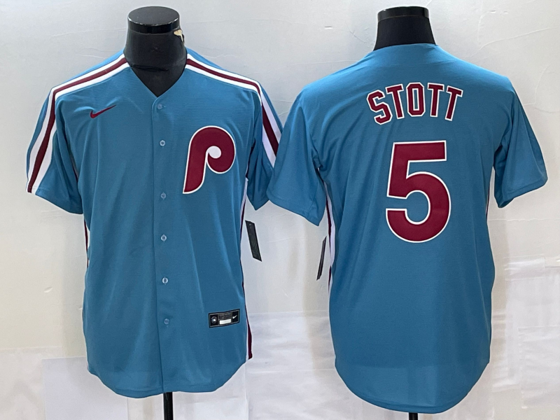 Men's Philadelphia Phillies Bryson Stott Light Blue Replica Player Jersey baseball jersey product view 1