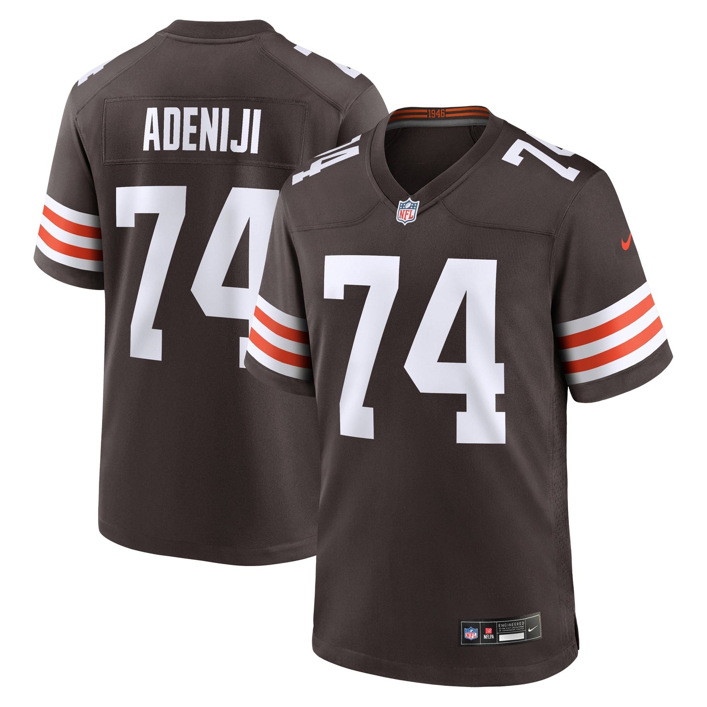 Hakeem Adeniji Cleveland Browns Game Jersey - Brown football jersey product view 1