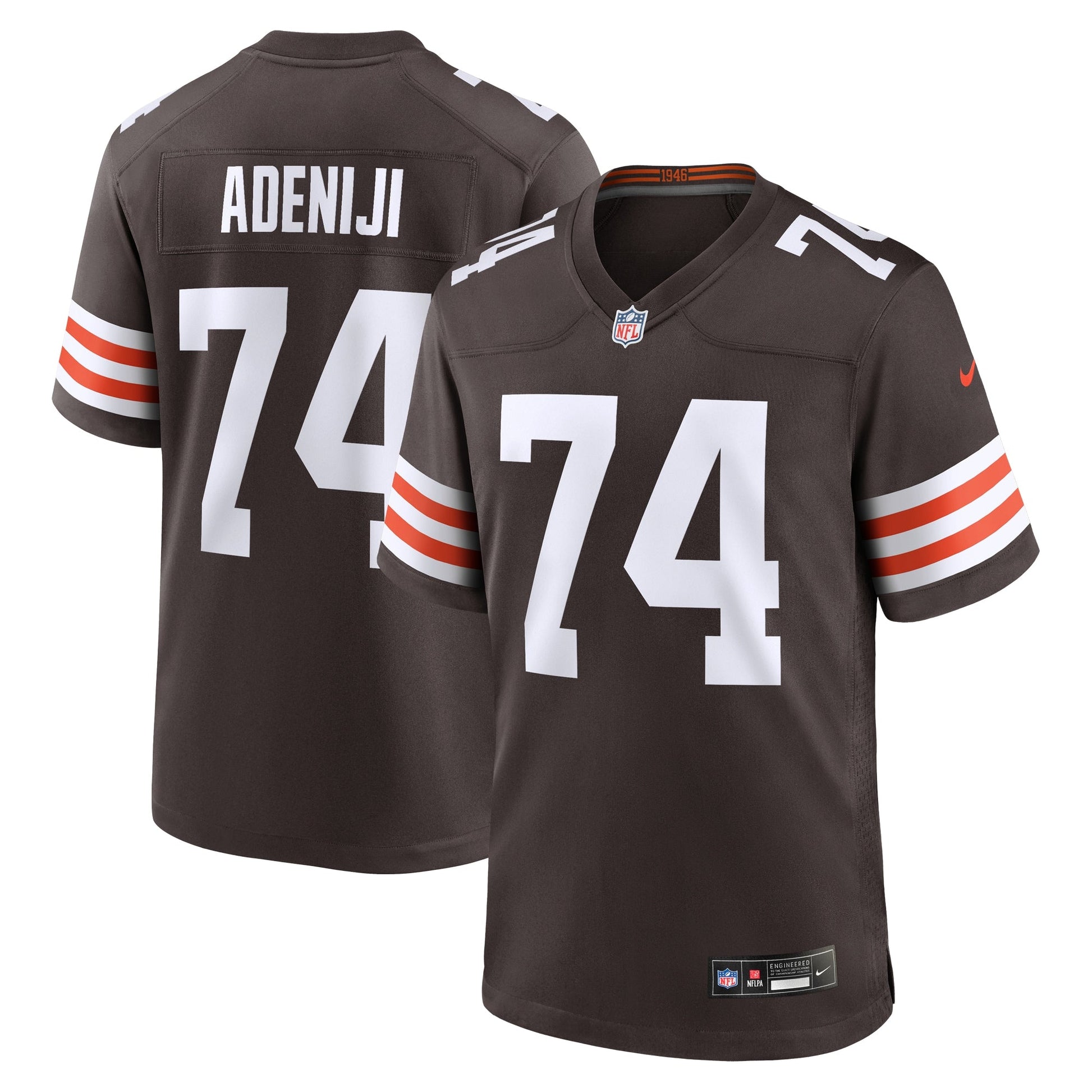Hakeem Adeniji Cleveland Browns Game Jersey - Brown football jersey product view 1