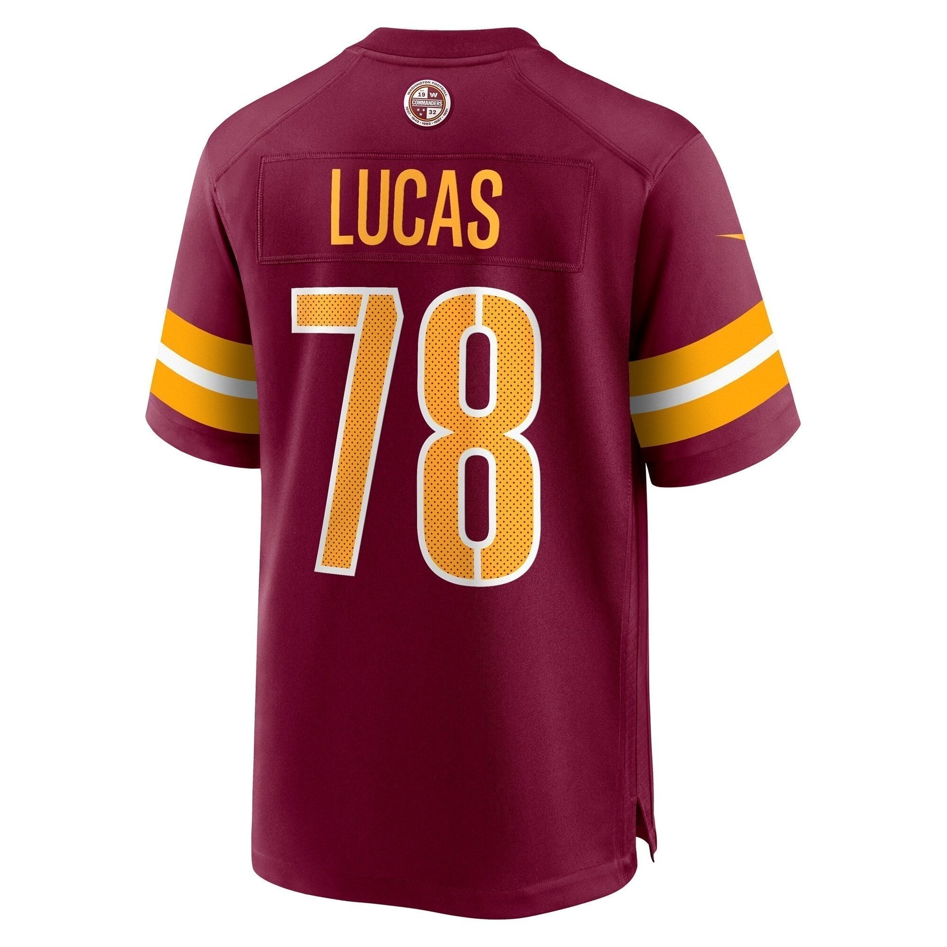 Cornelius Lucas Washington Commanders Game Jersey - Burgundy football jersey product view 3