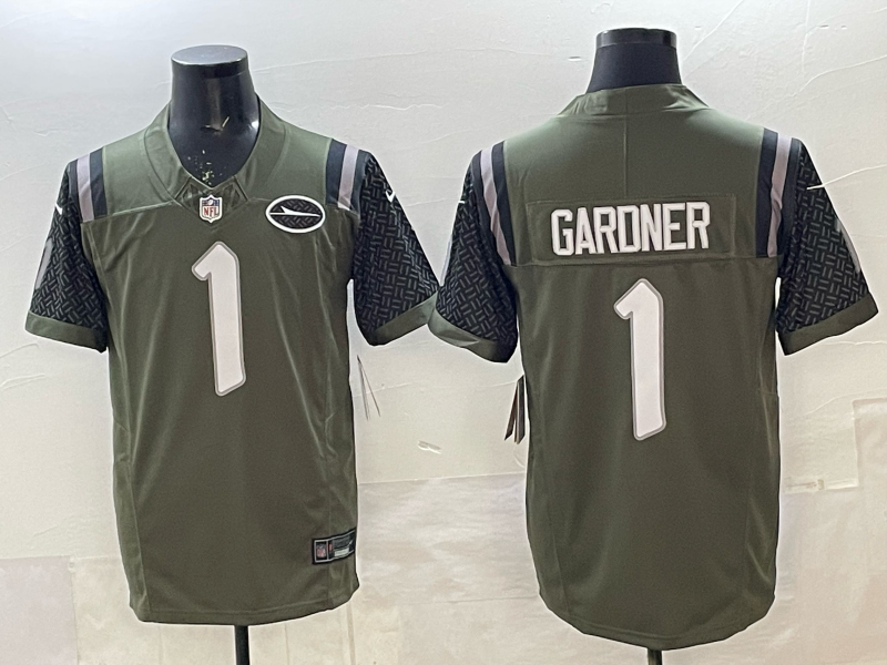 Men's New York Jets Ahmad Sauce Gardner #1 Gotham Green 2025 Rivalries Collection Game Jersey football jersey product view 1