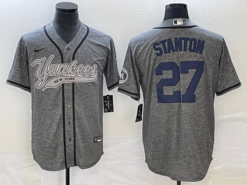 Men's New York Yankees Giancarlo Stanton #27 Gray Game Jersey Joint Edition baseball jersey product view 1