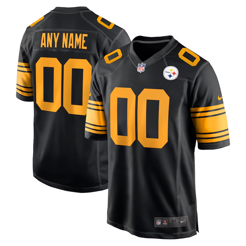 Men's Pittsburgh Steelers Black Alternate Custom Game Jersey football jersey product view 1