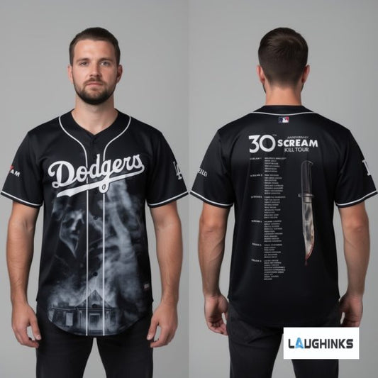 30th Anniversary Scream Kill Tour 2026 Baseball Jersey Shirt x LA Dodgers Unisex T-shirt, Sweatshirt, Hoodie, Long Sleeve Tee - T-Shirt, Sweatshirt, Hoodie