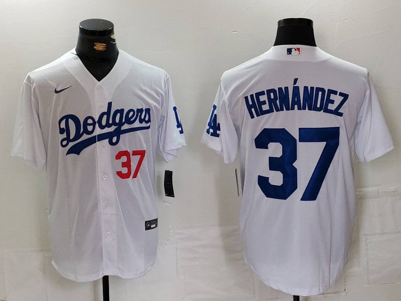 Men's Los Angeles Dodgers Teoscar Hernandez White Home Limited Player Jersey baseball jersey product view 1