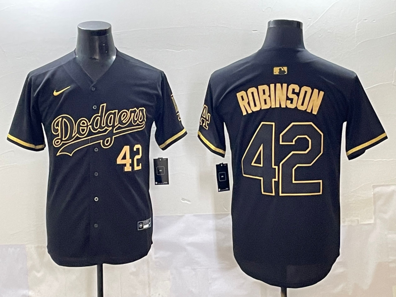 Men's Los Angeles Dodgers Jackie Robinson Black Team Player Jersey baseball jersey product view 1