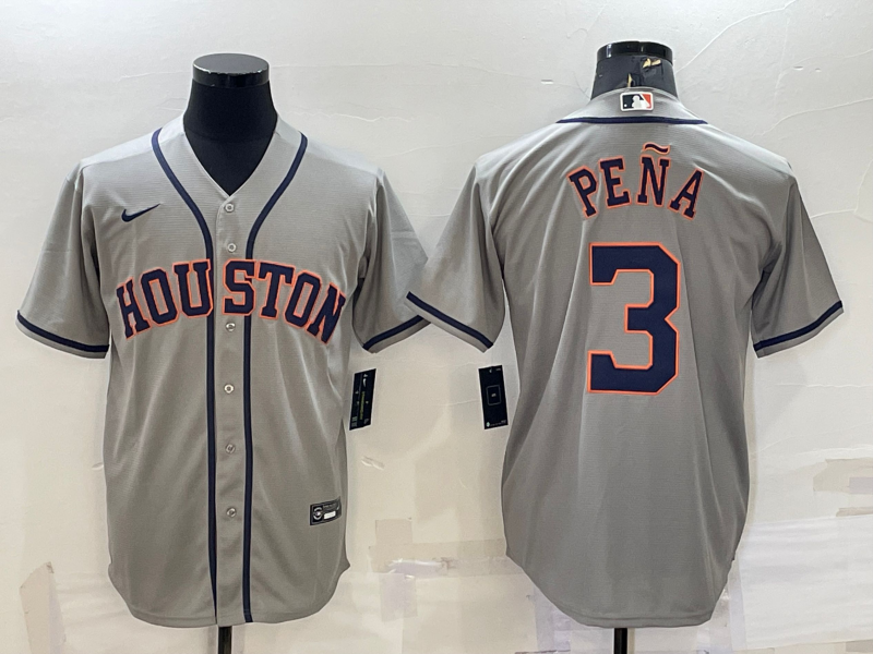 Men's Houston Astros Jeremy Pena #3 Gray Replica Jersey1 baseball jersey product view 1