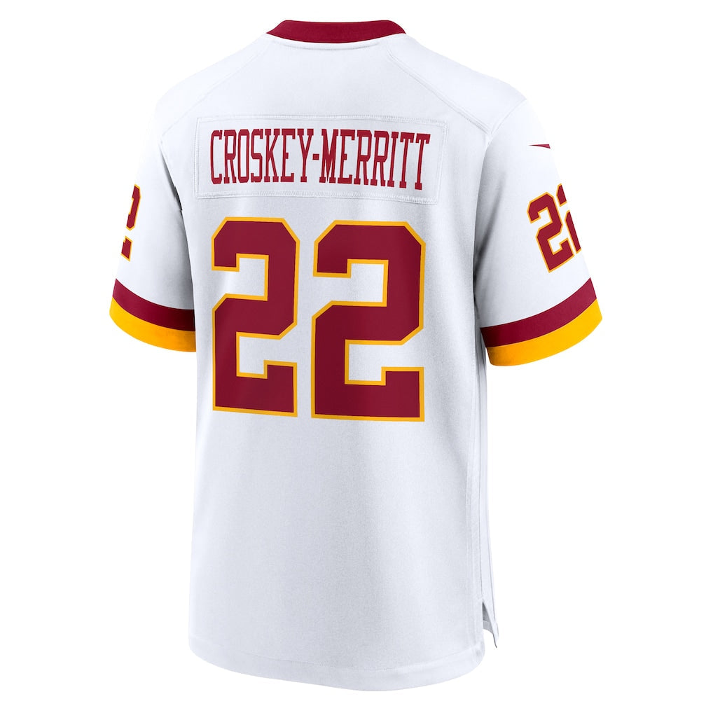 W.Commanders #22 Jacory Croskey-Merritt White Game Super Bowl Era Jersey football jersey product view 1