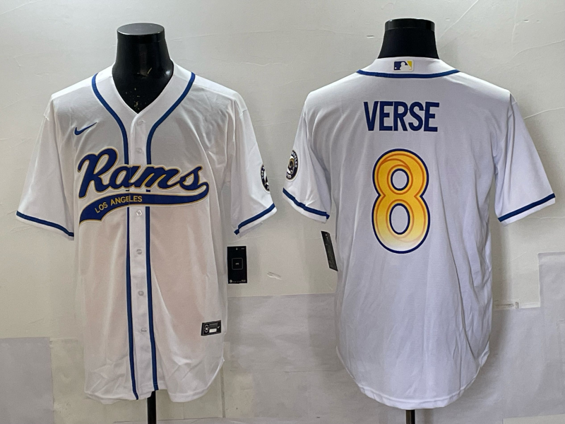 Men's Los Angeles Rams Jared Verse White Game Jersey football jersey product view 1
