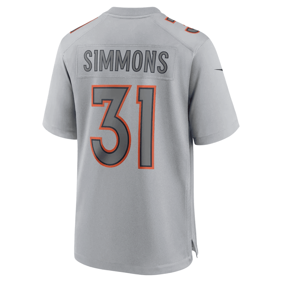Justin Simmons 31 Denver Broncos Men Atmosphere Fashion Game Jersey - Gray football jersey product view 3