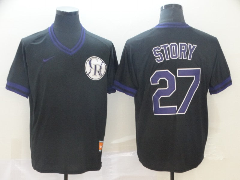 Men's Colorado Rockies Trevor Story Black Replica Baseball Jersey baseball jersey product view 1