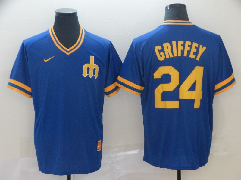 Men's Seattle Mariners Ken Griffey Jr. Blue Replica Player Jersey baseball jersey product view 1