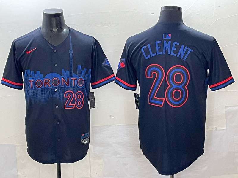 Men's Toronto Blue Jays Drew Clement #28 Black 2024 City Connect Limited Player Jersey baseball jersey product view 1