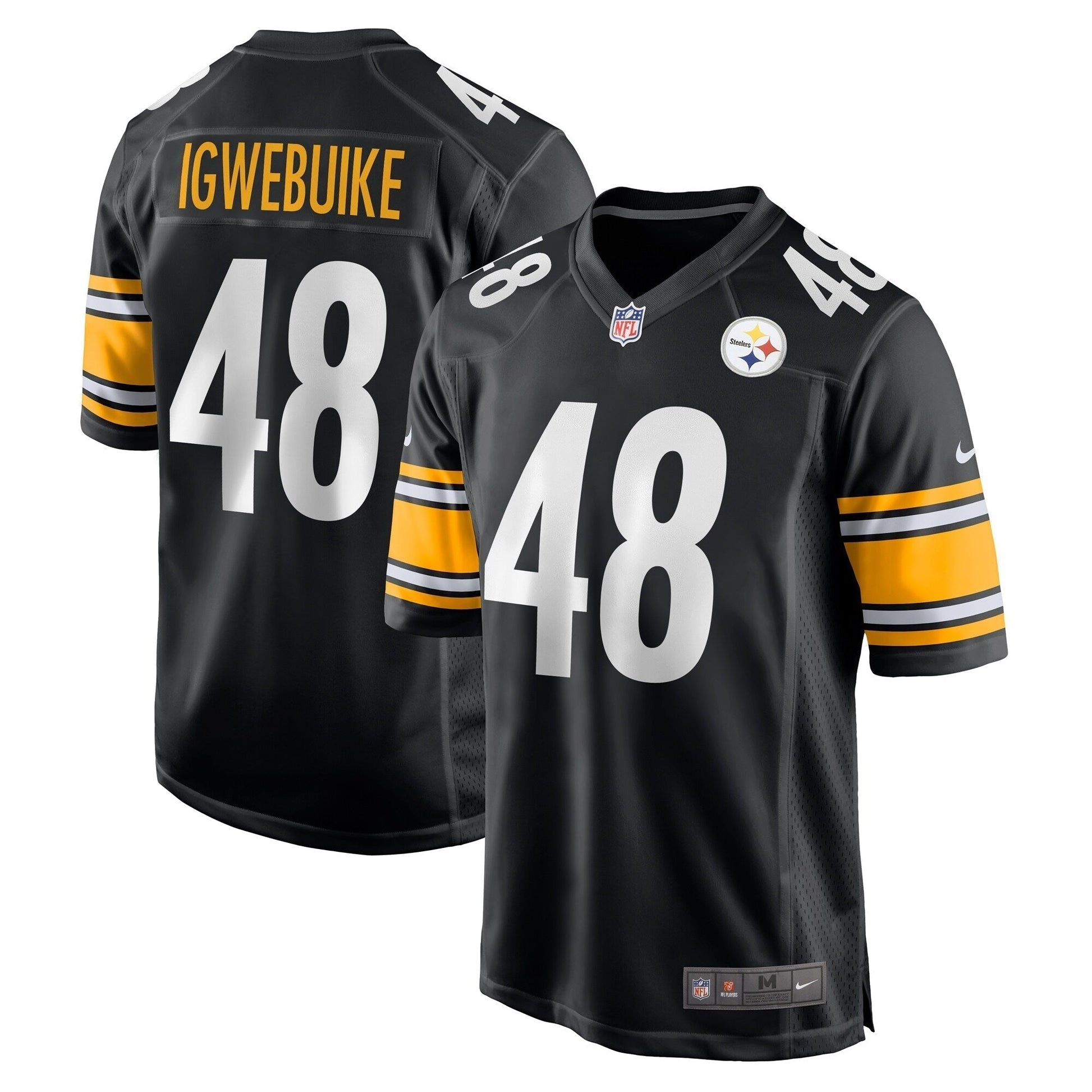 Godwin Igwebuike Pittsburgh Steelers Game Jersey - Black football jersey product view 1