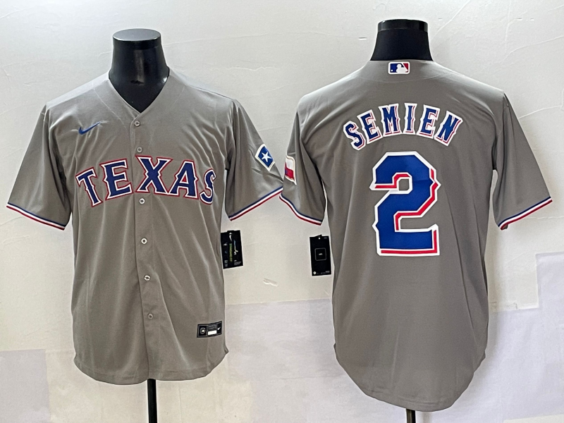 Men's Texas Rangers Marcus Semien Gray Replica Player Jersey baseball jersey product view 1