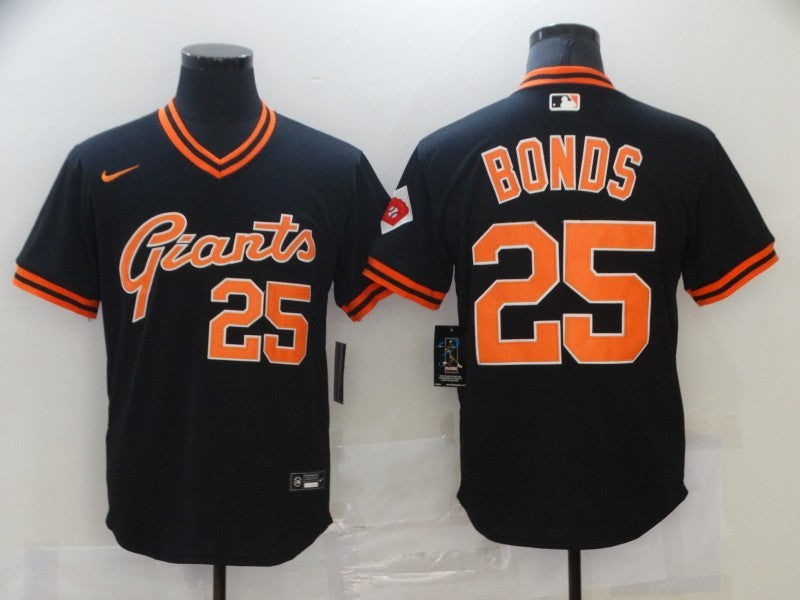 Men's San Francisco Giants Barry Bonds #25 Black Replica Player Jersey baseball jersey product view 1