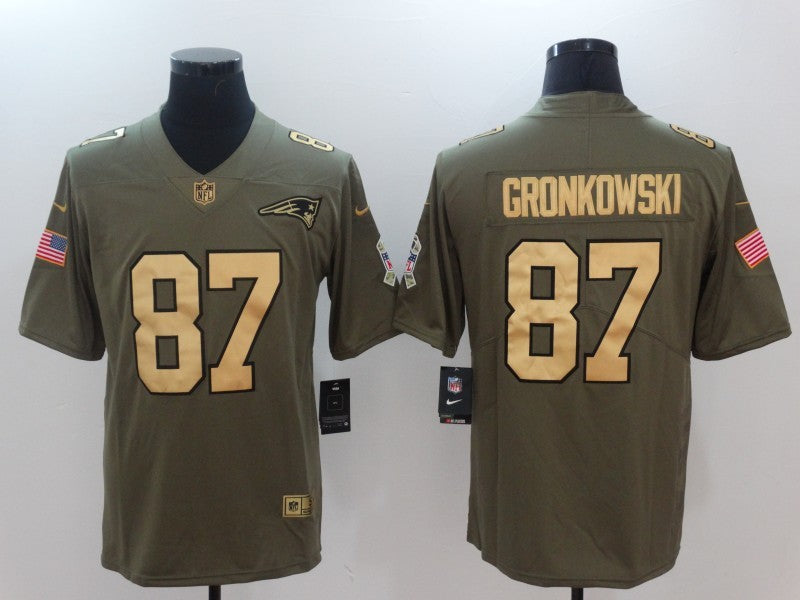 Men's New England Patriots Rob Gronkowski #87 Brown Game Player Jersey1 football jersey product view 1