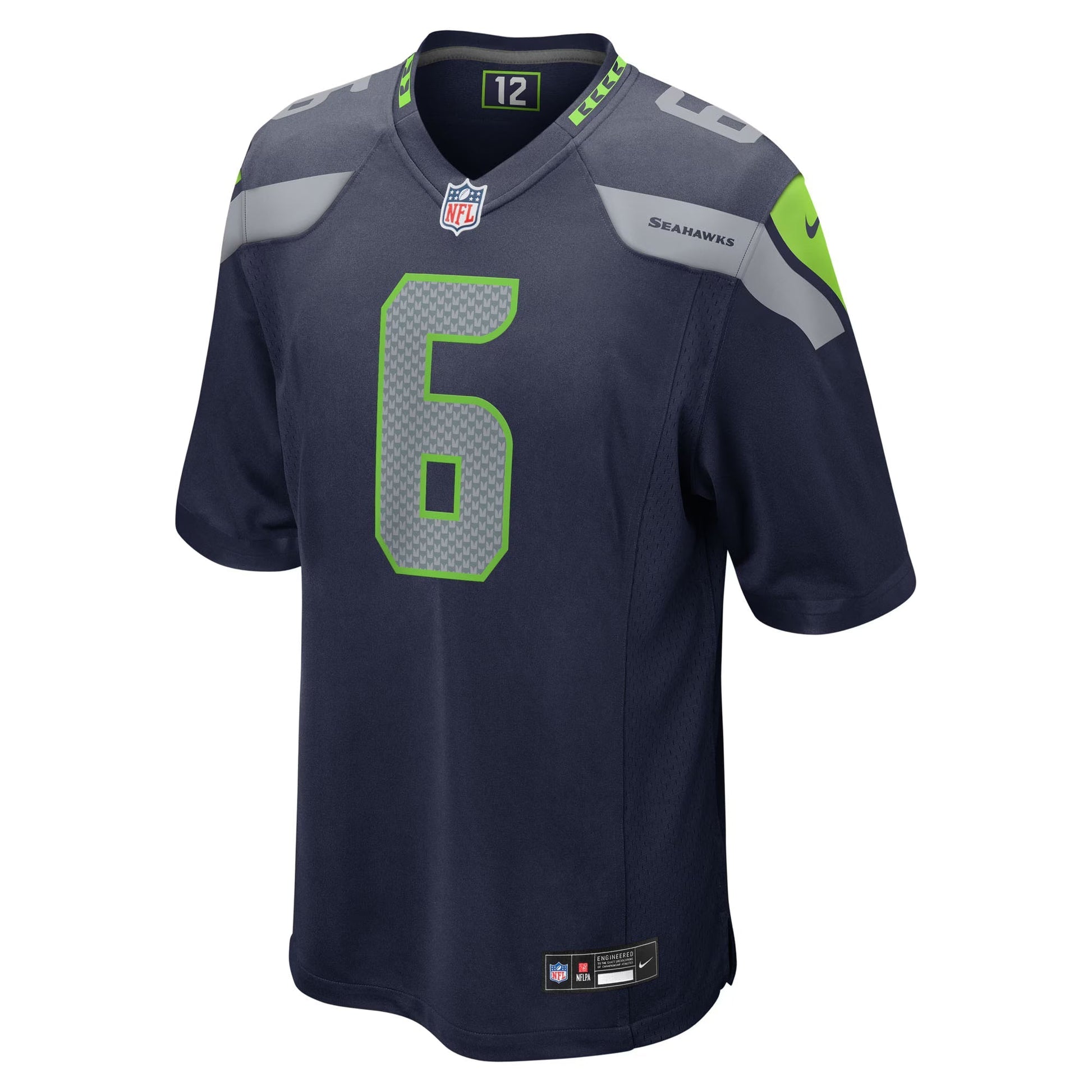 Seattle Seahawks Jalen Milroe College Navy 2025 NFL Draft Game Jersey football jersey product view 2
