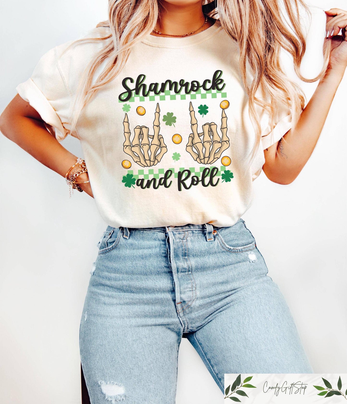 Shamrock and Roll St Patrick's Day Lucky Gift Unisex T-shirt, Sweatshirt, Hoodie, Long Sleeve Tee - T-Shirt, Sweatshirt, Hoodie
