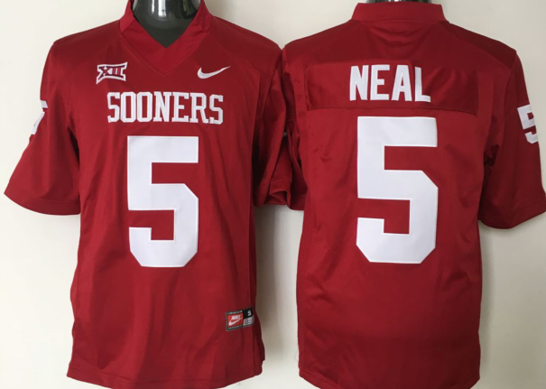Men's Oklahoma Sooners Durron Neal Crimson Player Game Jersey sports jersey product view 1