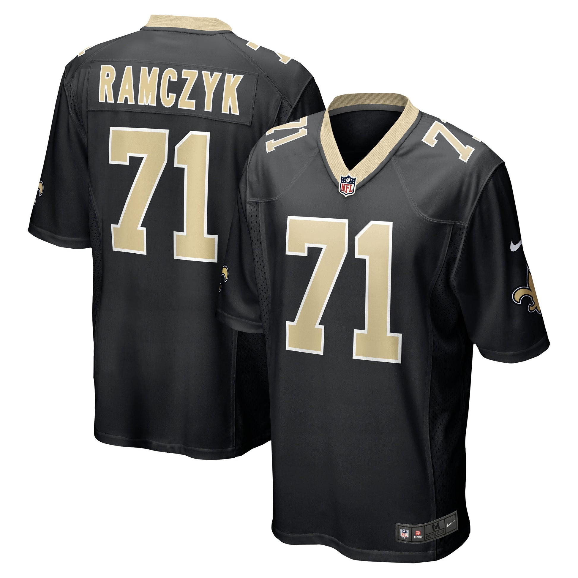 Ryan Ramczyk New Orleans Saints Game Jersey - Black football jersey product view 1