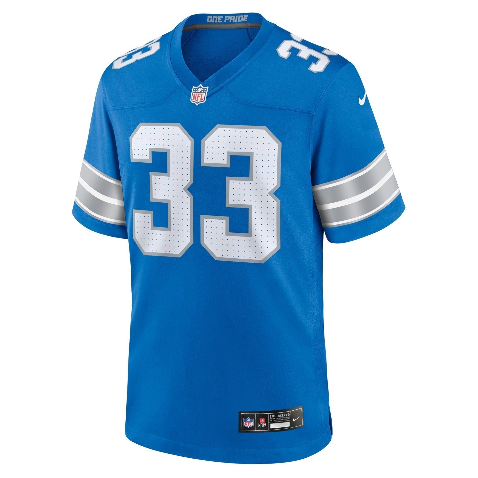 Sione Vaki Detroit Lions Team Game Jersey - Blue football jersey product view 2
