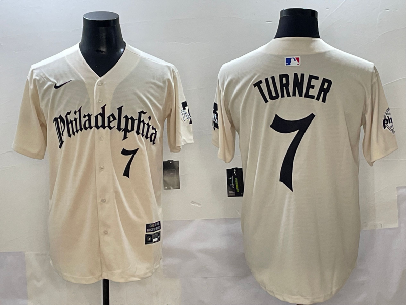 Men's Philadelphia Phillies Trea Turner Cream Limited Player Jersey baseball jersey product view 1