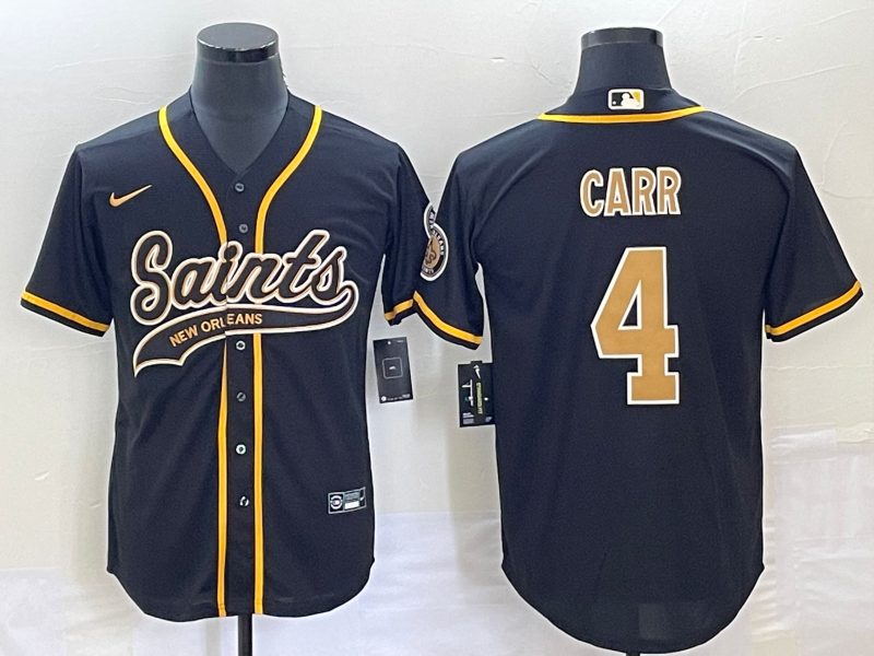 Men's New Orleans Saints Derek Carr Black Game Jersey Joint Edition football jersey product view 1
