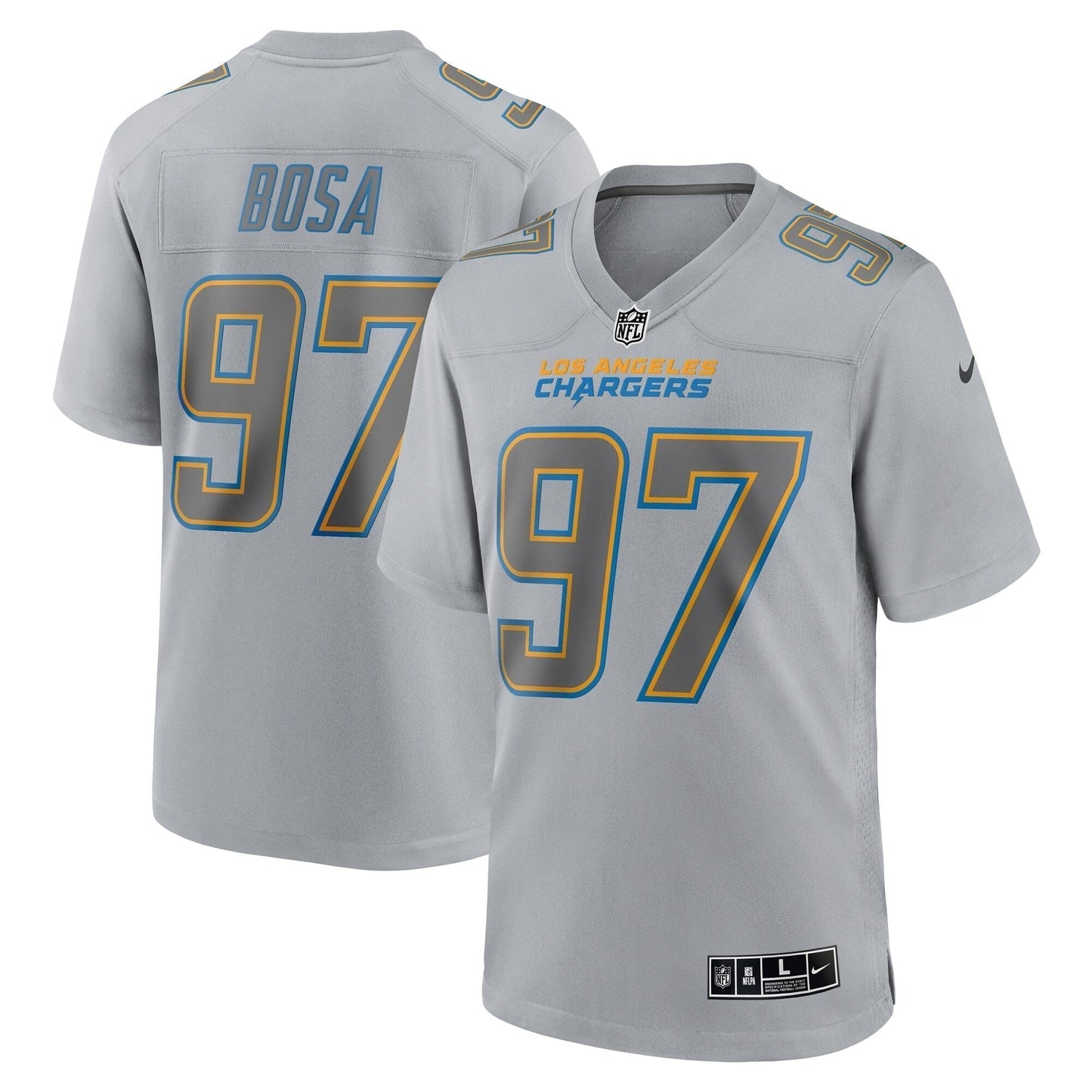 Joey Bosa Los Angeles Chargers Atmosphere Fashion Game Jersey - Gray football jersey product view 1
