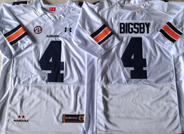 Men's Auburn Tigers Tank Bigsby #4 White Player Game Jersey sports jersey product view 1