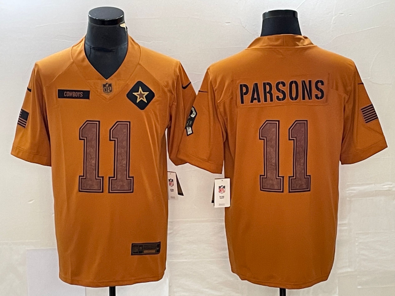 Men's Dallas Cowboys Micah Parsons #11 Brown 2023 Salute To Service Limited Jersey1 football jersey product view 1