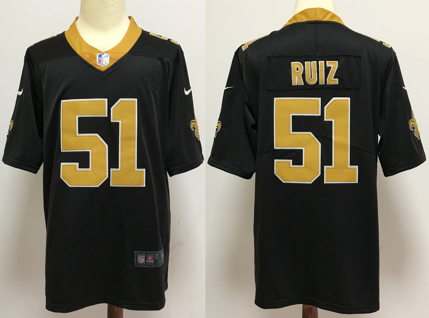 Men's New Orleans Saints Cesar Ruiz Black Game Jersey football jersey product view 1