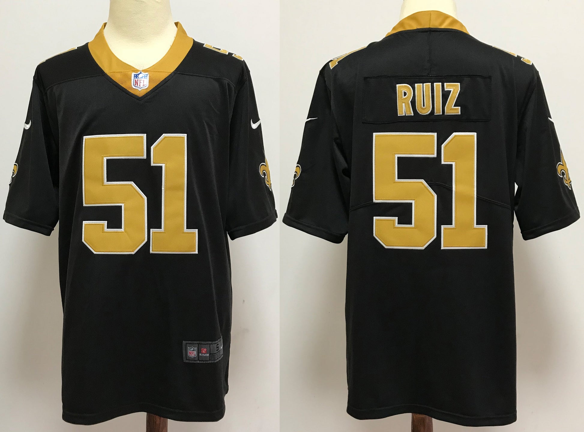 Men's New Orleans Saints Cesar Ruiz Black Game Jersey football jersey product view 1