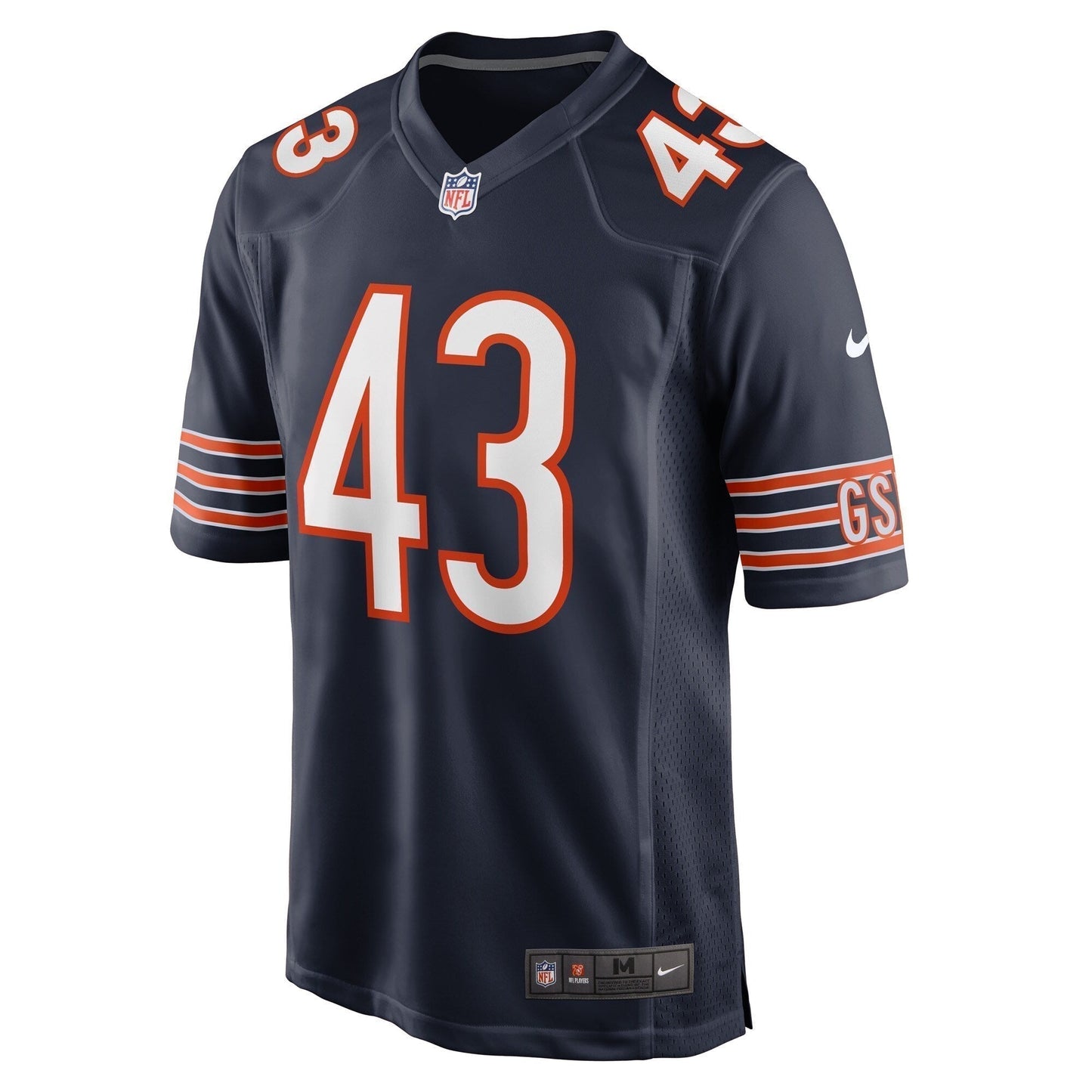 DeMarquis Gates Chicago Bears Game Jersey - Navy football jersey product view 2