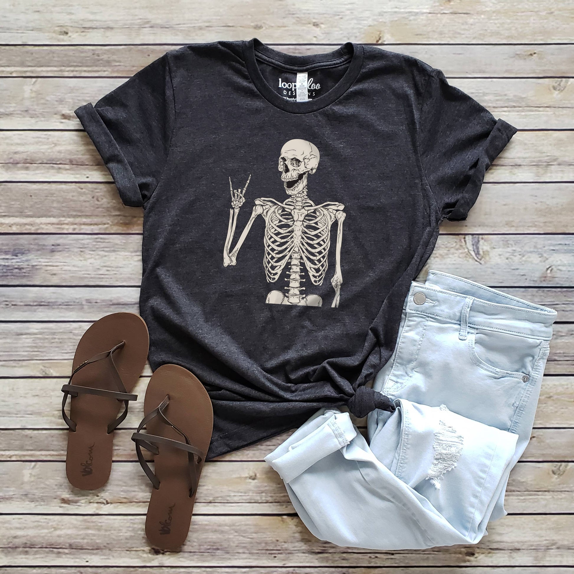 Skeleton Rock N Roll Tee | Halloween | Sizes XS-2XL Unisex T-shirt, Sweatshirt, Hoodie, Long Sleeve Tee - T-Shirt, Sweatshirt, Hoodie