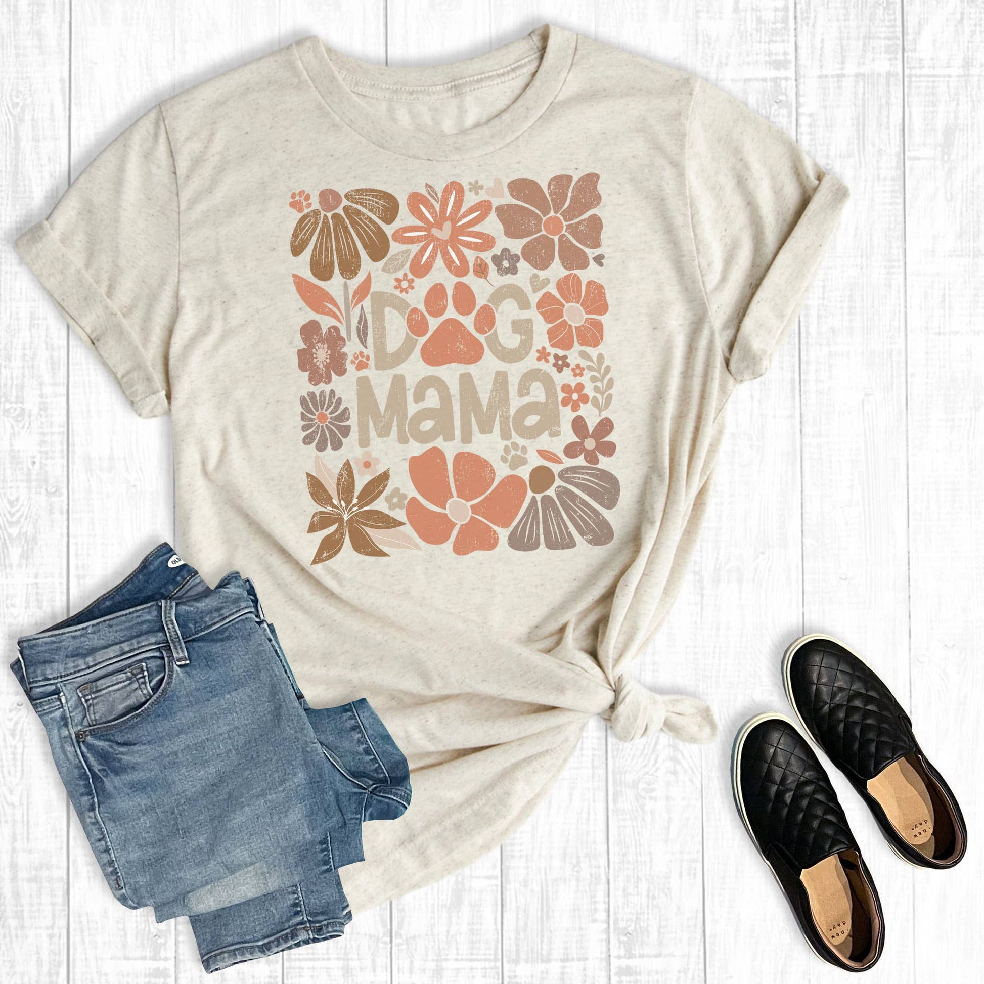 Boho Floral Dog Mama Graphic Tee Unisex T-shirt, Sweatshirt, Hoodie, Long Sleeve Tee - T-Shirt, Sweatshirt, Hoodie